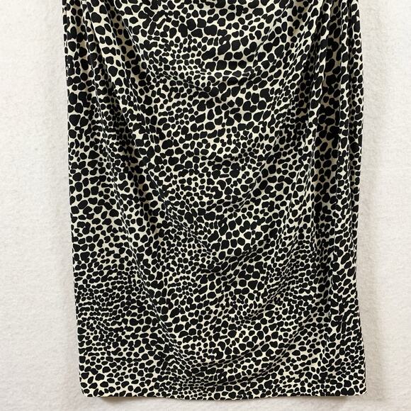 Norma Kamali Womens Reptile Print Bodycon Midi Dress Sz S Ruched Cocktail‎ Event - Picture 4 of 16